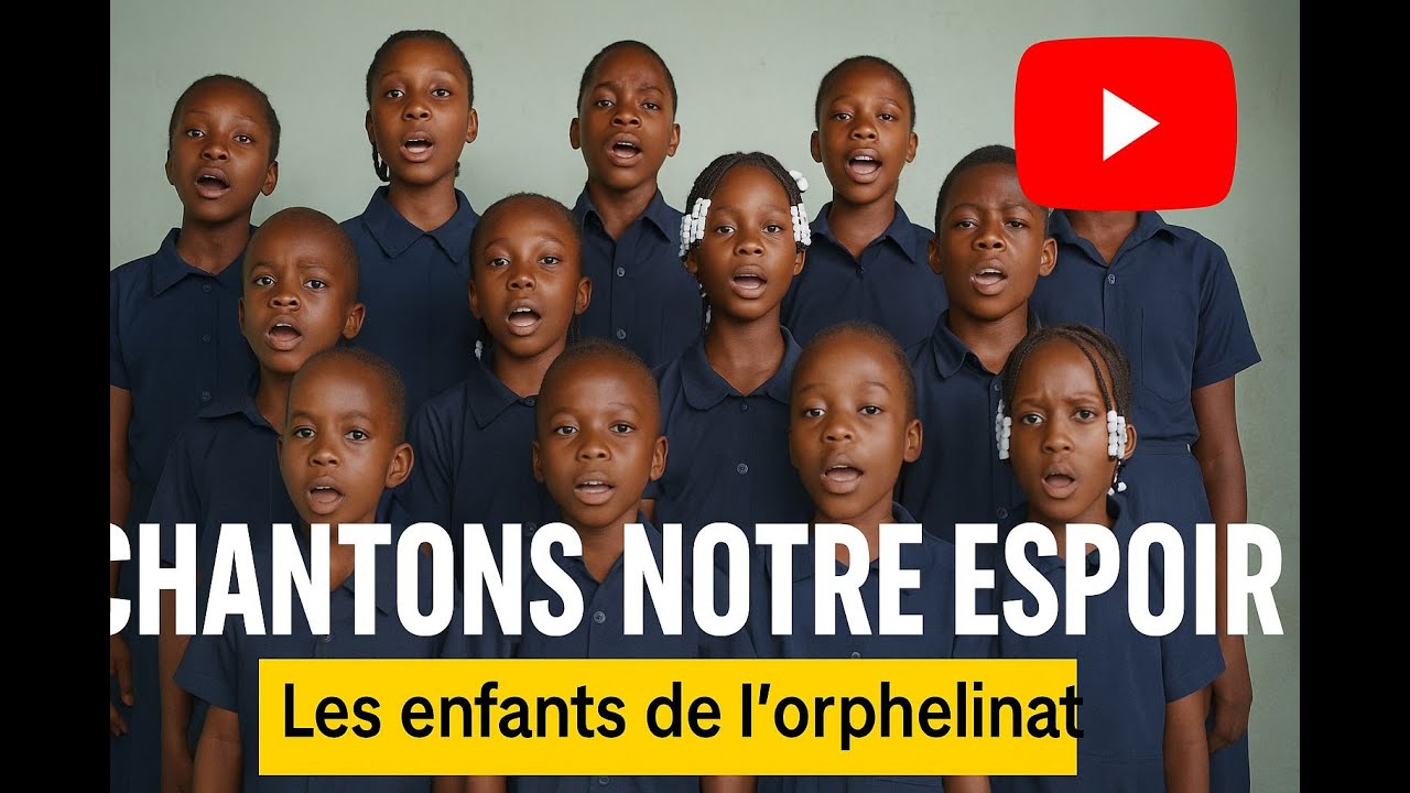 LES ENFANTS DE L'ORPHELINAT PARTAGE TON PAIN AVEC CELUI QUI A FAIM, CHANTENT LEUR HYMNE AVEC FIERTÉ.