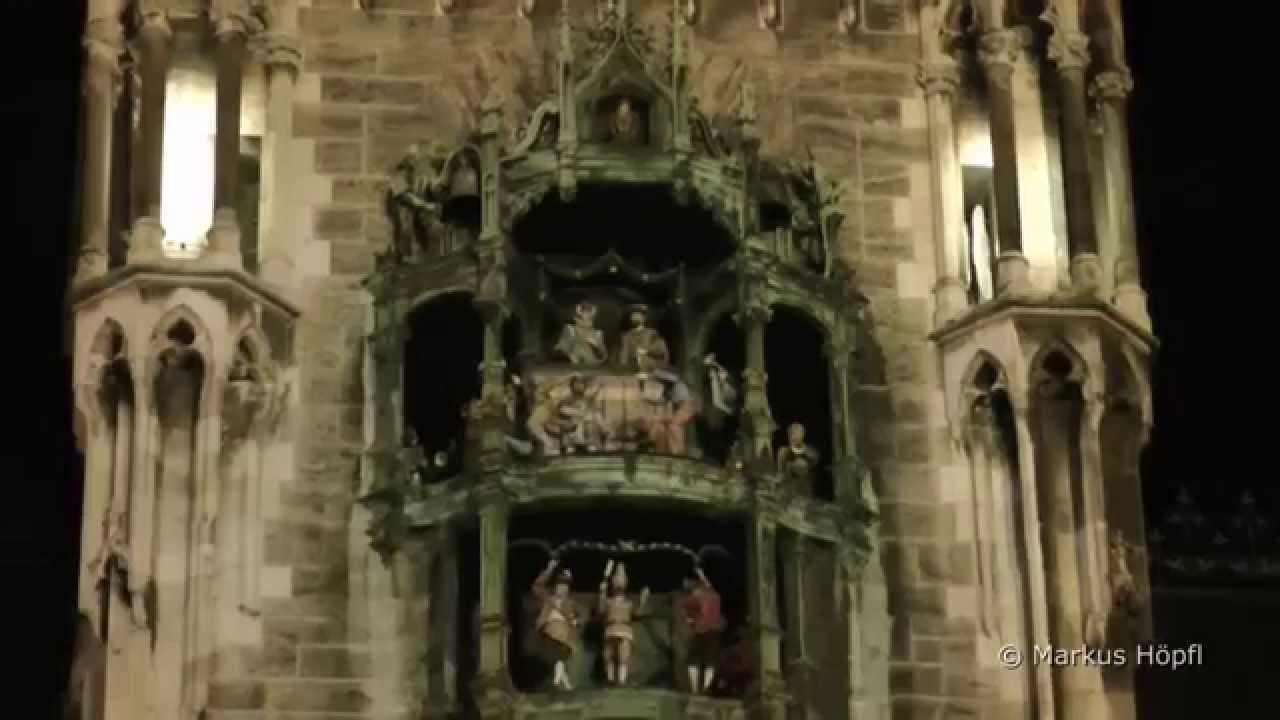 Gute Nacht M&uuml;nchen! Good Night Munich! Glockenspiel Marienplatz 21:00 Uhr