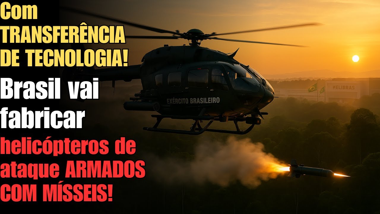 helicóptero H145M armado com mísseis: Helibras fabricará no Brasil com transferência de tecnologia