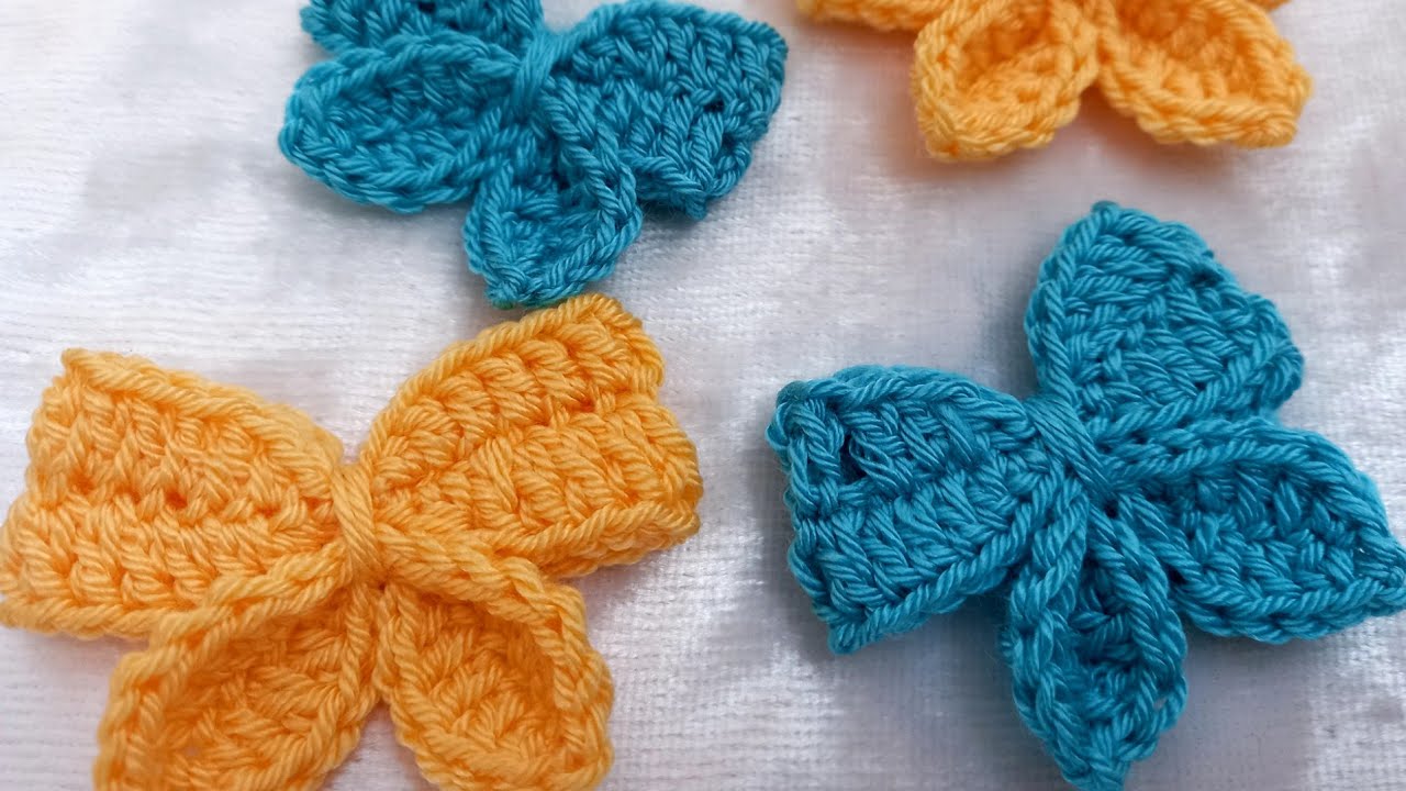 آموزش_قلاب بافی🧶 بافتِ پاپیون🎀