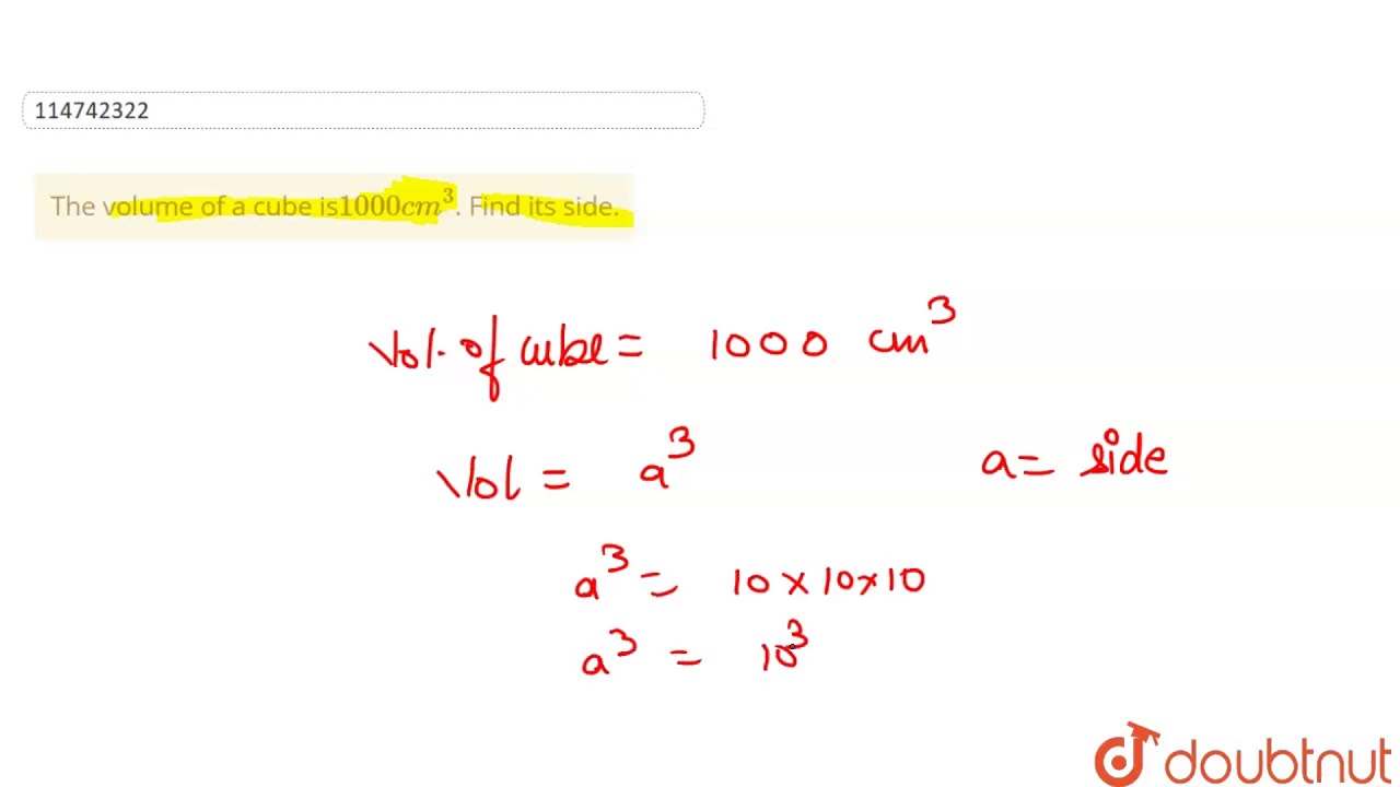 Objętość sześcianu wynosi 1000 cm^(3). Znajdź jego bok.