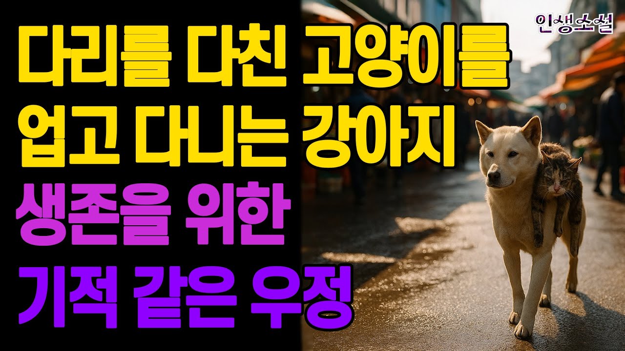 다리를 다친 고양이를 업고 다니는 강아지.. 생존을 위한 기적 같은 우정