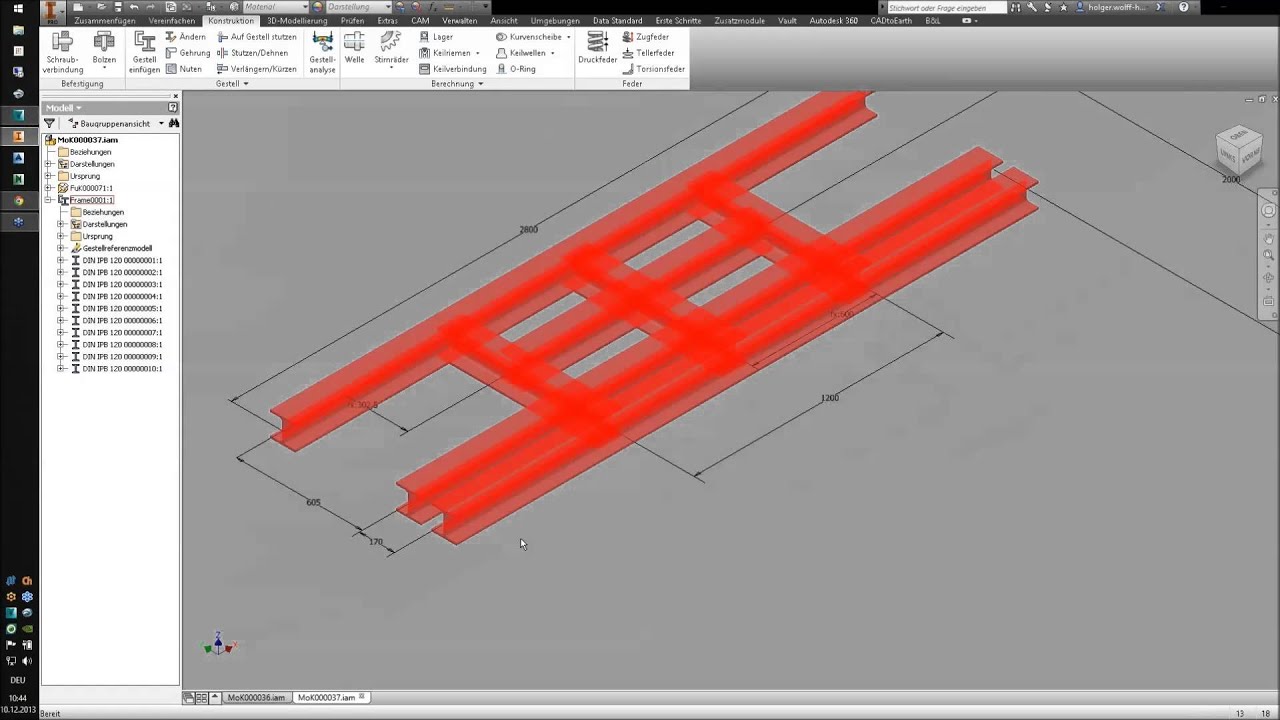 Online Workshop ≡ Autodesk Inventor Umgebungen Teil 3 - Gestellanalyse