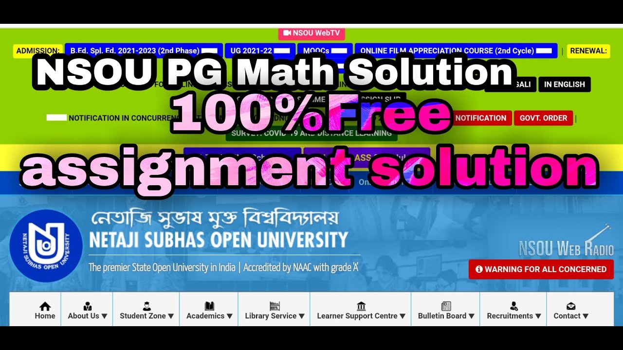 NSOU Assignment FREE Solution PDF #NSOU