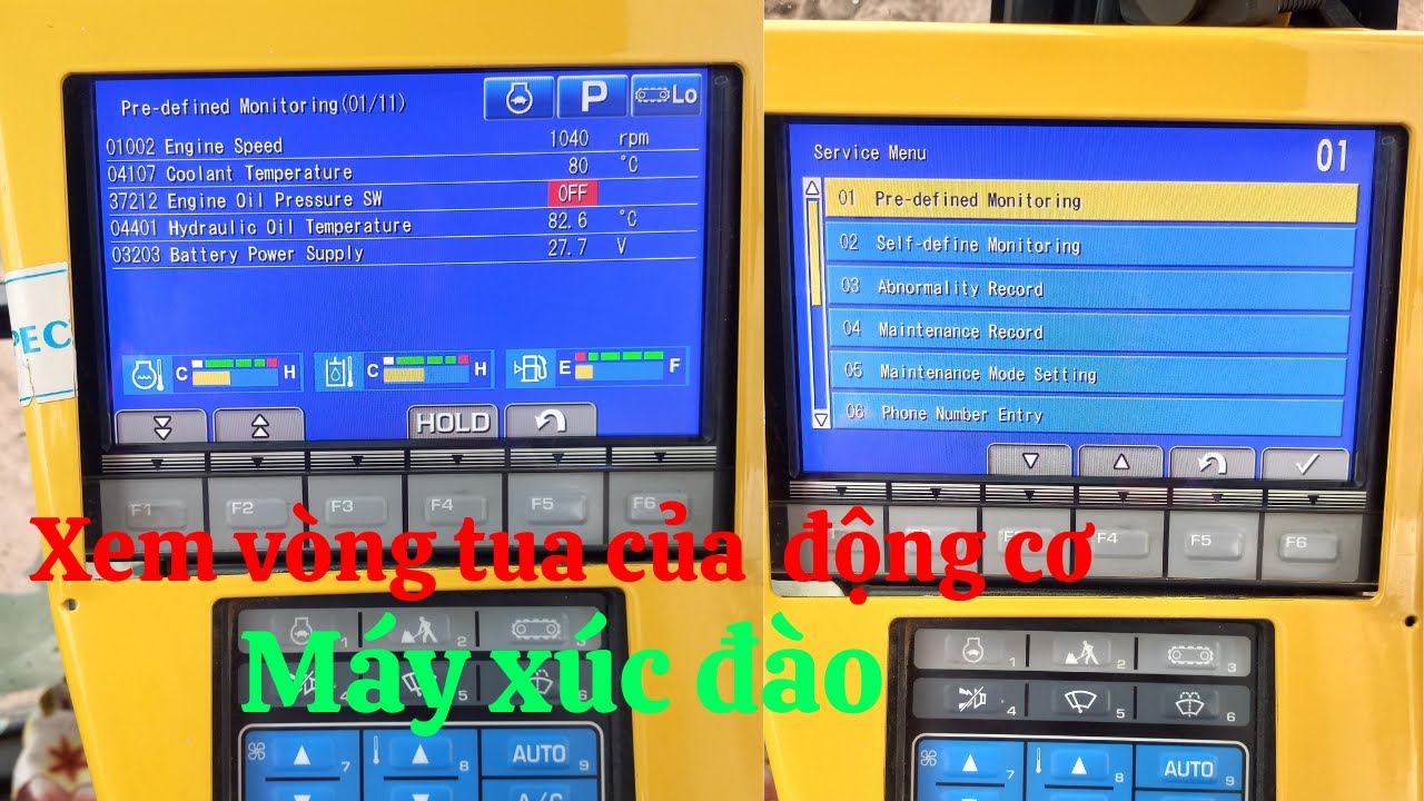 Cách vào xem tấc độ vòng tua động cơ  máy xúc đào KOMATSU