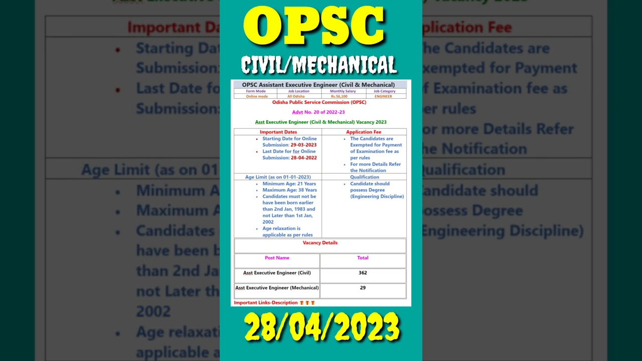 Asst Executive Engineer (Civil & Mechanical) New Recruitment 2023//Asst Executive Engineer #shorts👍👍