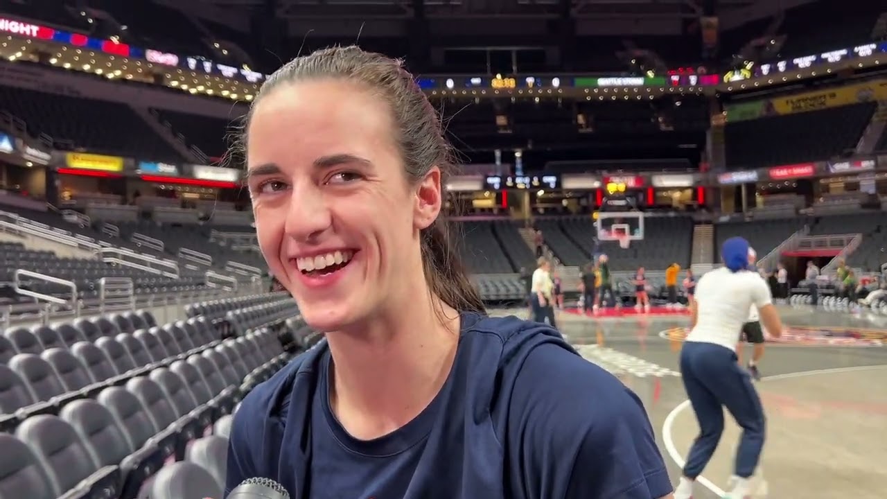 Caitlin Clark, Christie Sides of Indiana Fever pregame v Seattle Storm, Game 9