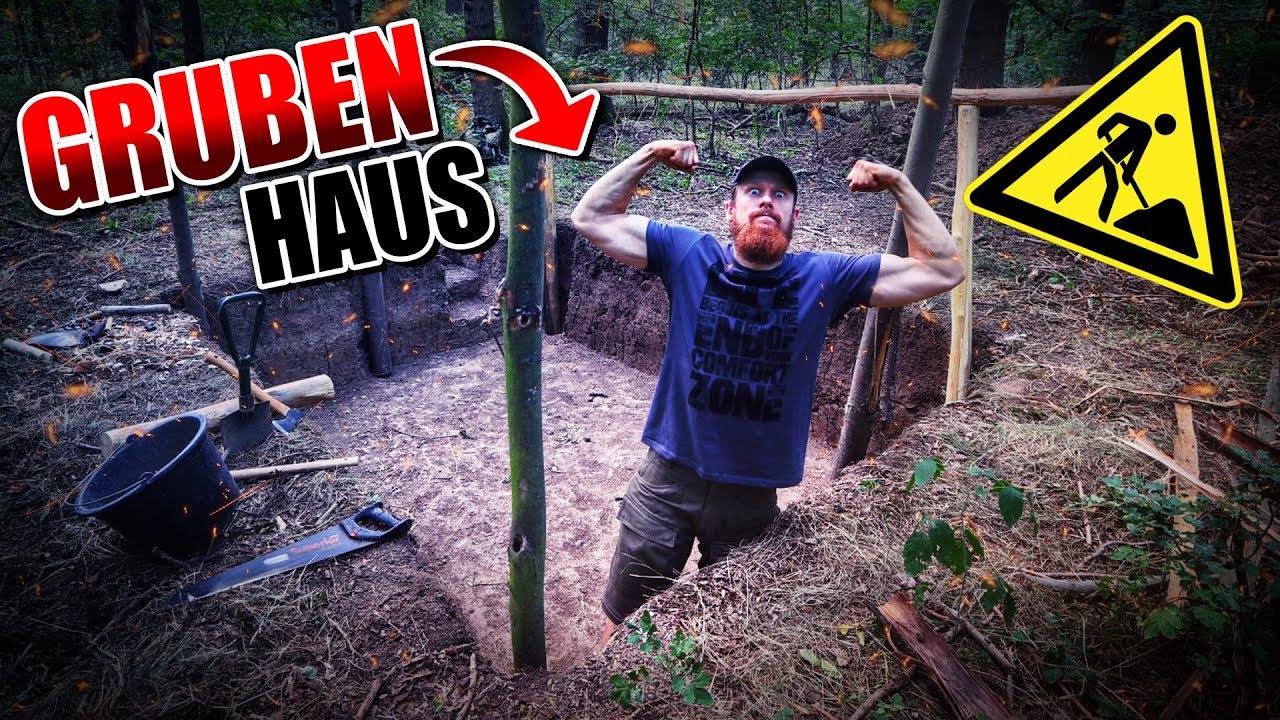 GRUBENHAUS Bushcraft Shelter #002 - Lagerbau - Outdoor Bushcraft Camp | Fritz Meinecke