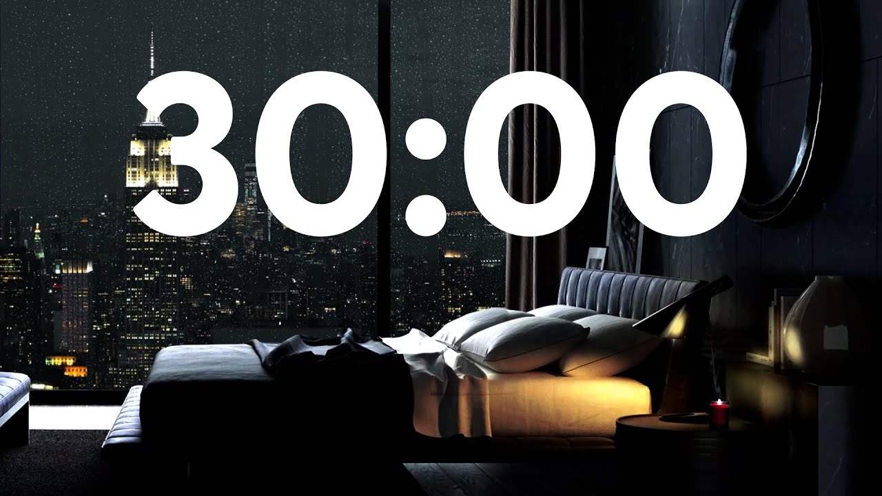 30-Minute Relaxing Sleep Timer ⏳ | Rainy New York Apartment Ambiance with City Lights & Storm Sounds