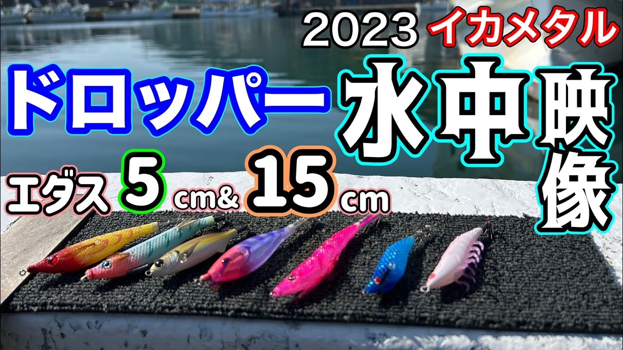 2023[イカメタル]ドロッパー水中映像・エダスの長さ違いを撮ってみた。