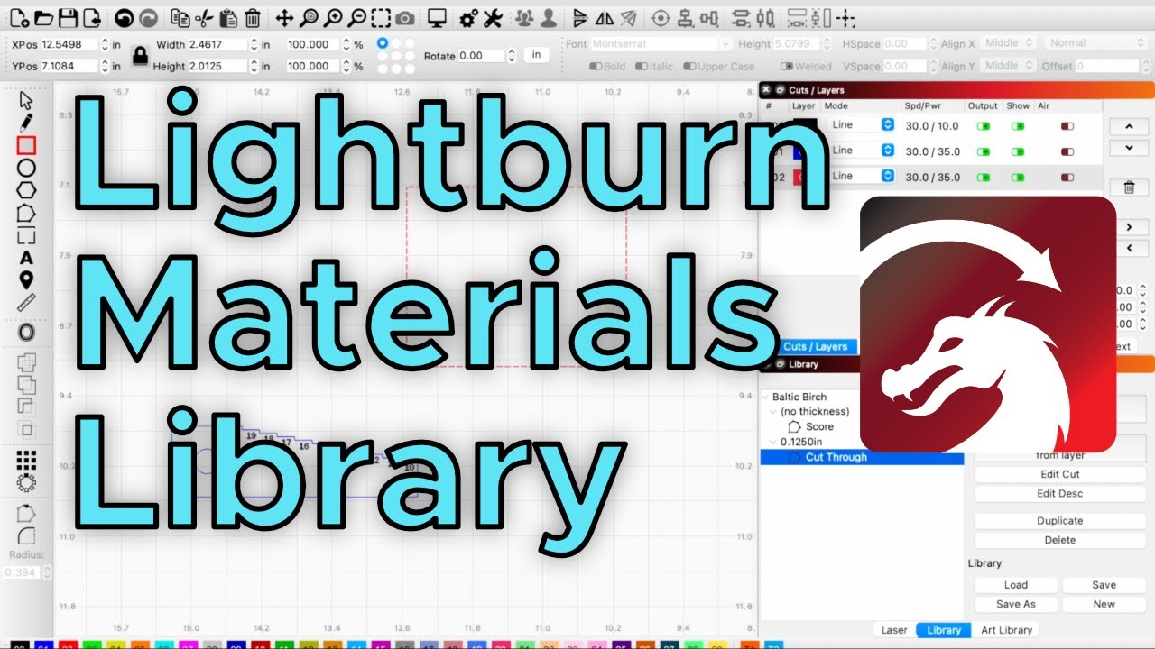 How to use the Lightburn Material Library to manage cut settings