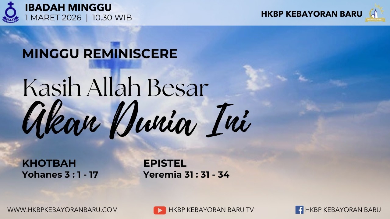 Ibadah Bahasa Indonesia, Minggu 1 Maret 2026, pkl 10.30 WIB
