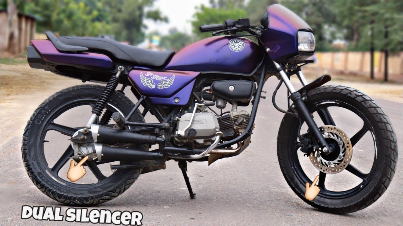 Hero splendor + modified part 10 | dual color wrap | dual silencer modified