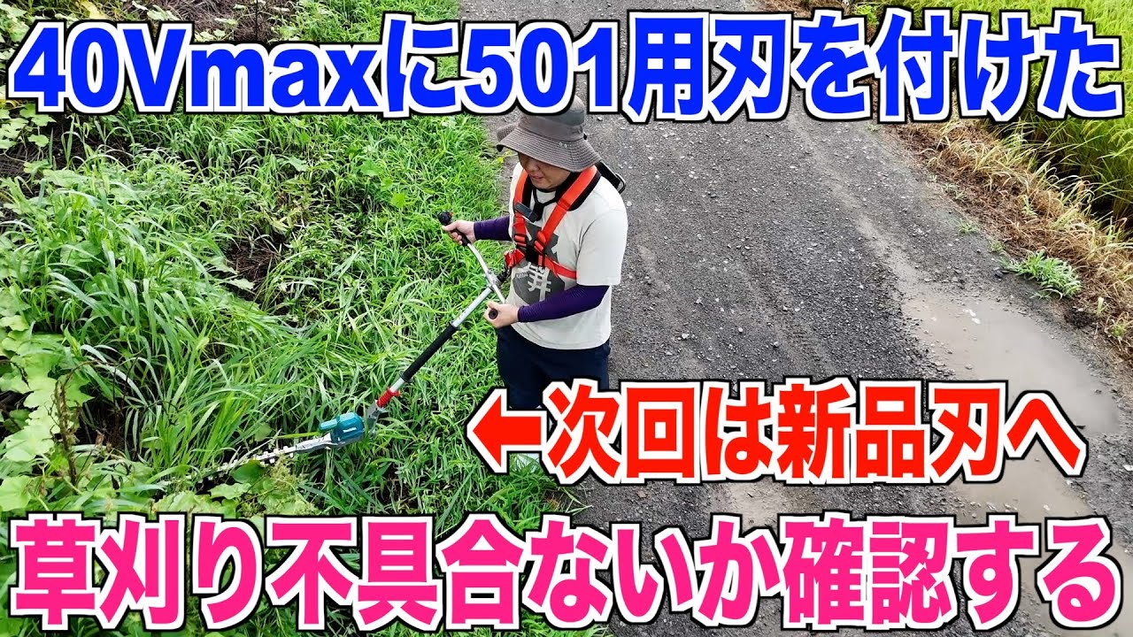 【試し刈り】18V501の3面研磨中古刃を40Vマキタポールヘッジトリマーに取り付けた 30代米作り奮闘記