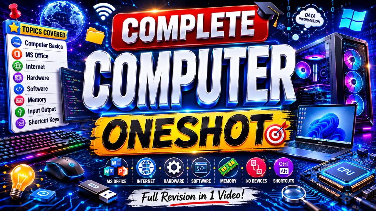 One Shot : Complete COMPUTER  | कंप्यूटर | आसान भाषा में For SSC, DELHI POLICE, CPO, Railways  exams