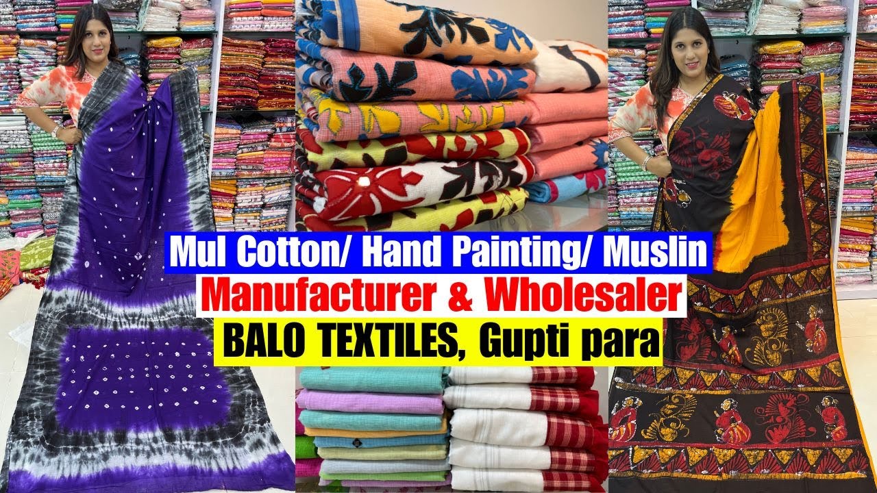 Mul Cotton Hand Painting/ Cotton Batik Saree Manufacturer & Wholesaler iBalo Textiles Guptipara