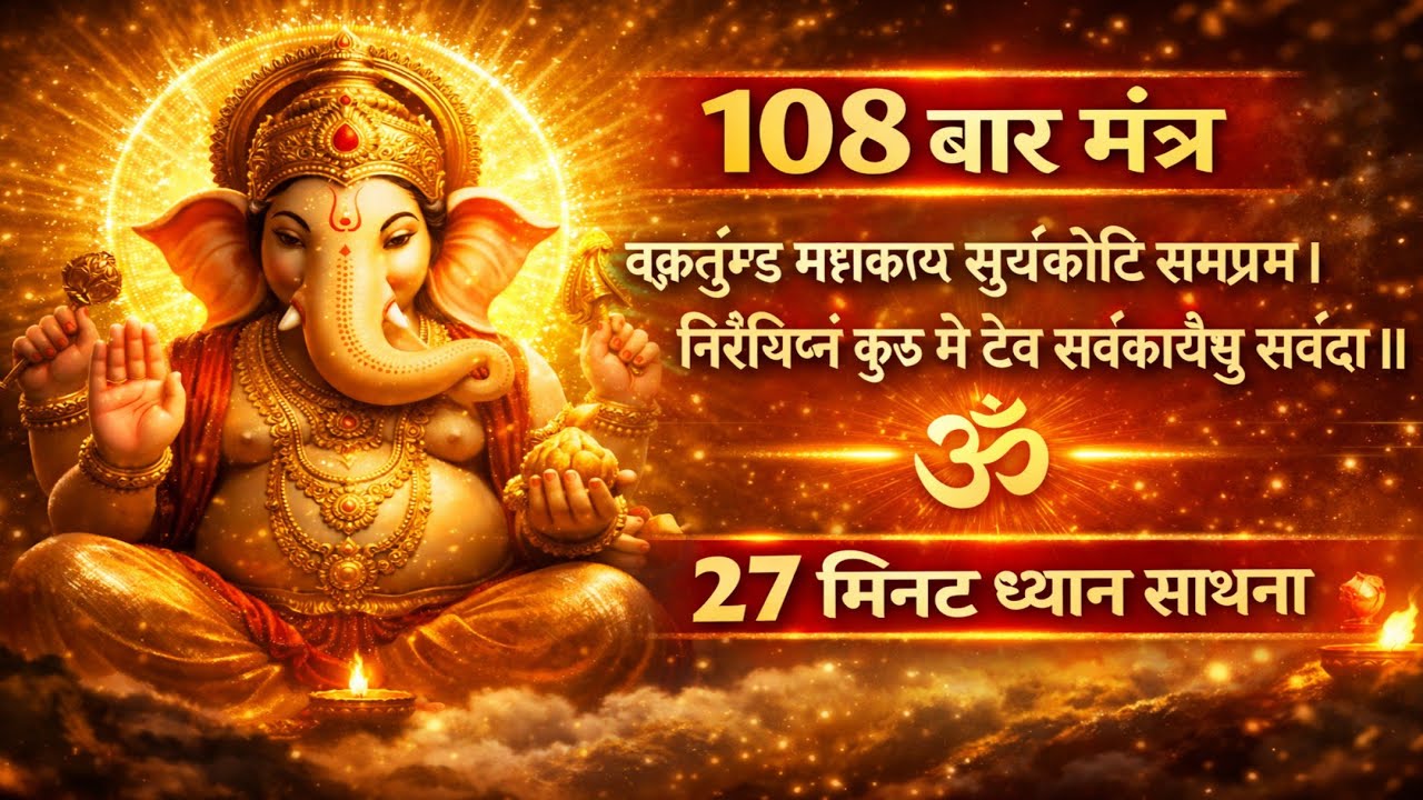 वक्रतुण्ड महाकाय मंत्र 108 बार | Vakratunda Mahakaya Mantra | Ganesh Mantra for Success