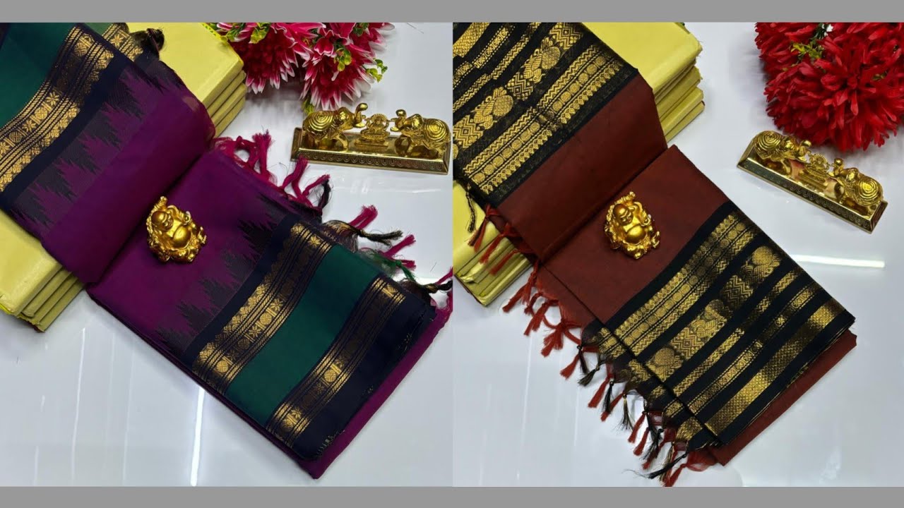 New arrivals of kanchi cotton sarees🦚 Whatsapp: 9486877976 #purecotton #trending 