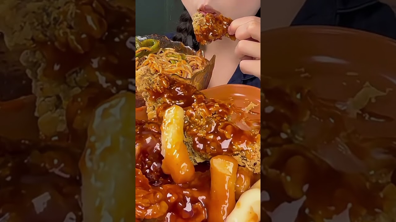 ASMR Eating Sounds 😋 | Fire Noodles with Juicy Dumplings & Meatballs #mukbang #food #foodlover