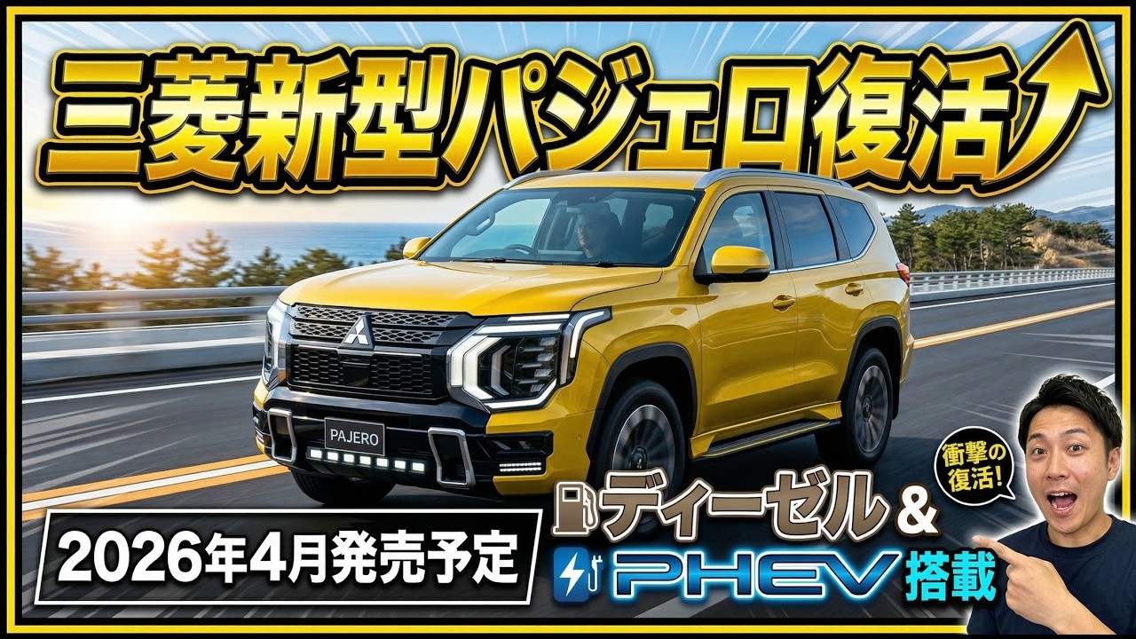 三菱新型パジェロ復活！2026年4月発売予定、ディーゼル＆PHEV搭載