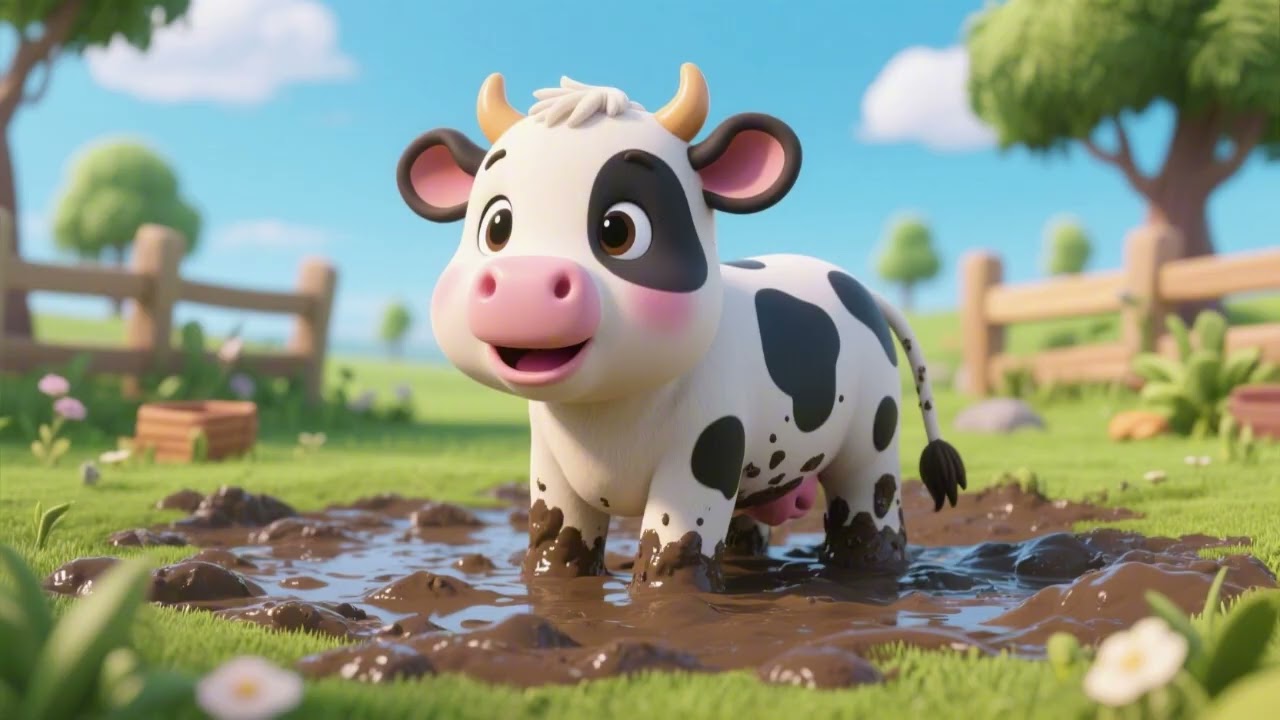 Baby Cow’s Muddy Day 🐄🌧️ | Fun Farm Song for Kids