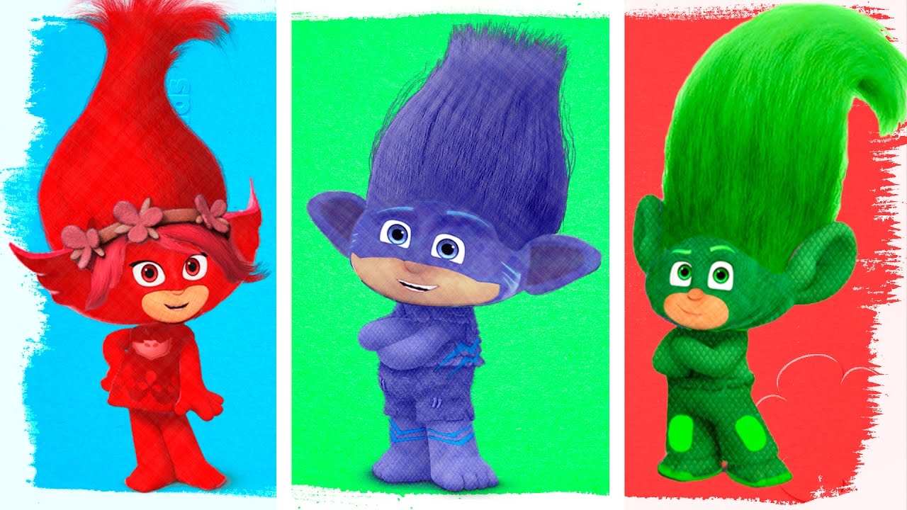 PJ Masks as Trolls Fun Coloring Pages | Learning Videos for children