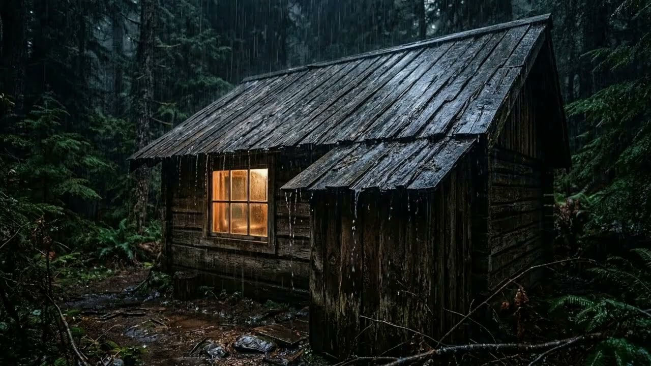 Cozy Rain in a Forest Cabin at Night 🌧️ Relaxing Rain Sounds for Sleep, Study & Meditation