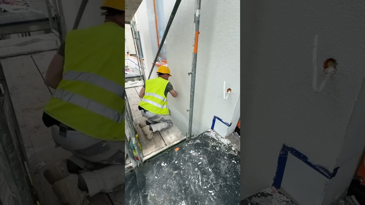 Elewacja, nałożenie struktury na ścianę tynk mineralny