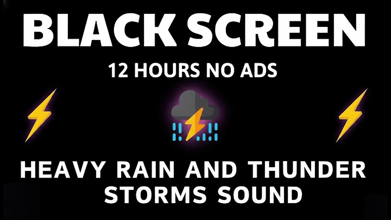 🔴 Heavy Rain & Thunder at Night 🌧️⚡ | Black Screen for Deep Sleep & Relaxation