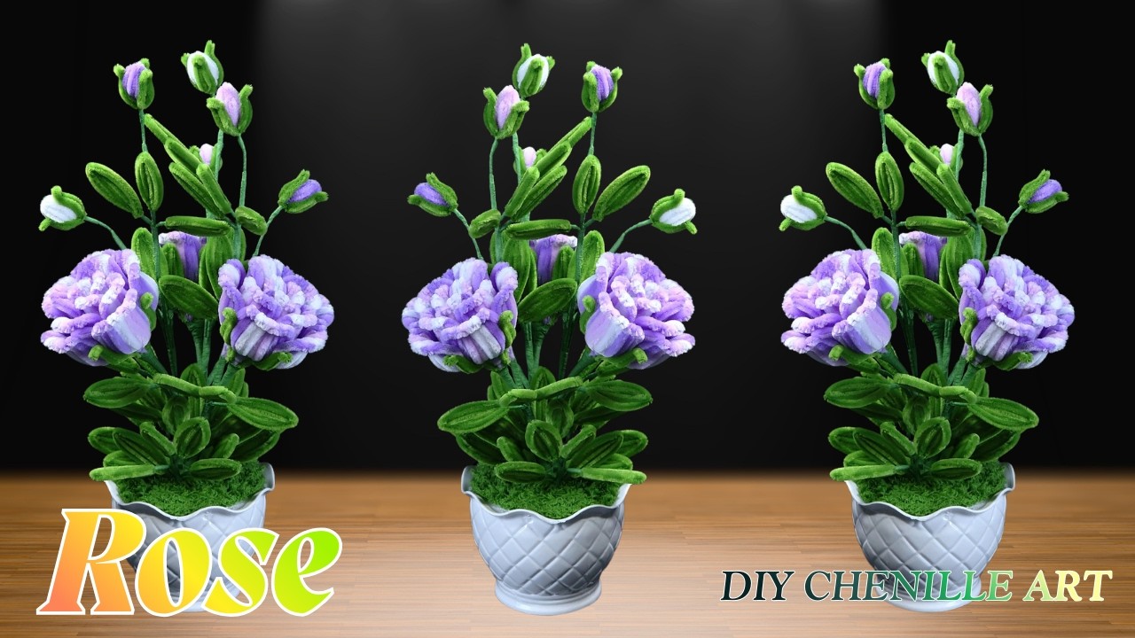 🌷 DIY Purple Ombre Rose 🌸 | How to Make Realistic Chenille Stem Flowers at Home