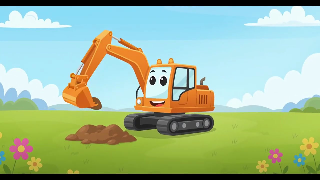 🚜 Maszyny budowlane - piosenka dla dzieci o koparce, betoniarce, walcu i dźwigu!