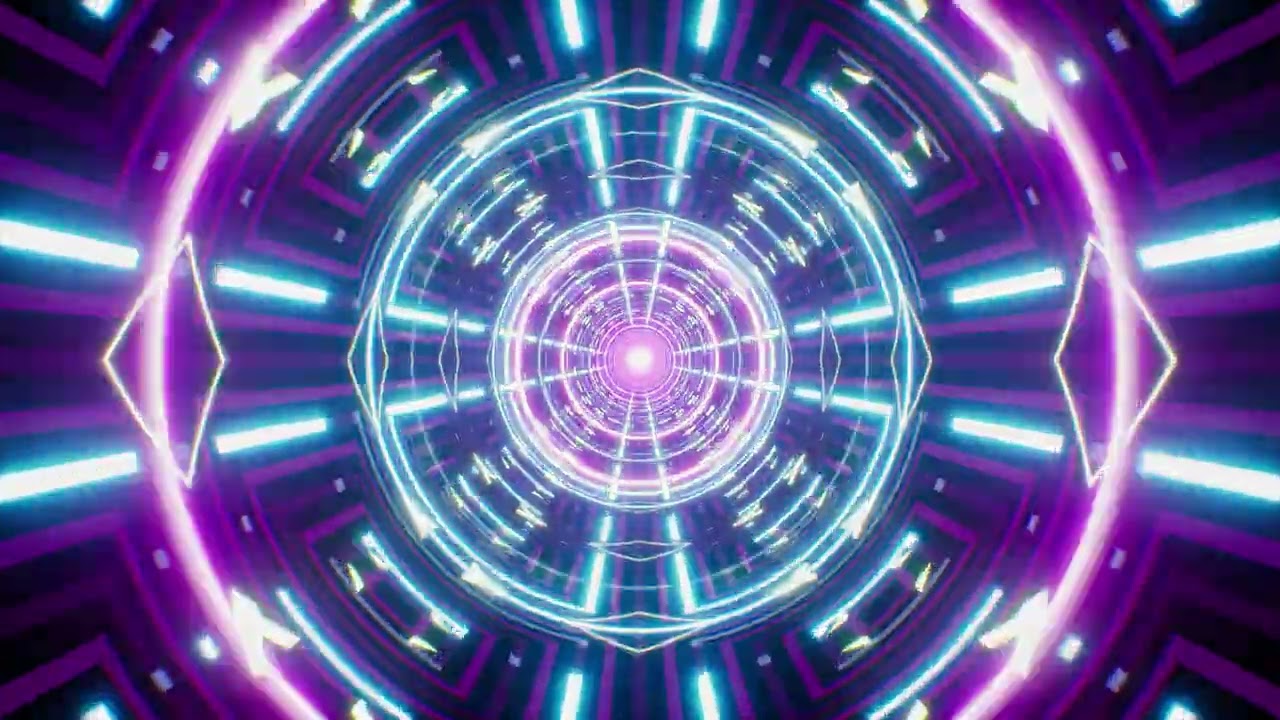 Geometric neon tunnel vj loop - electronic music visualization