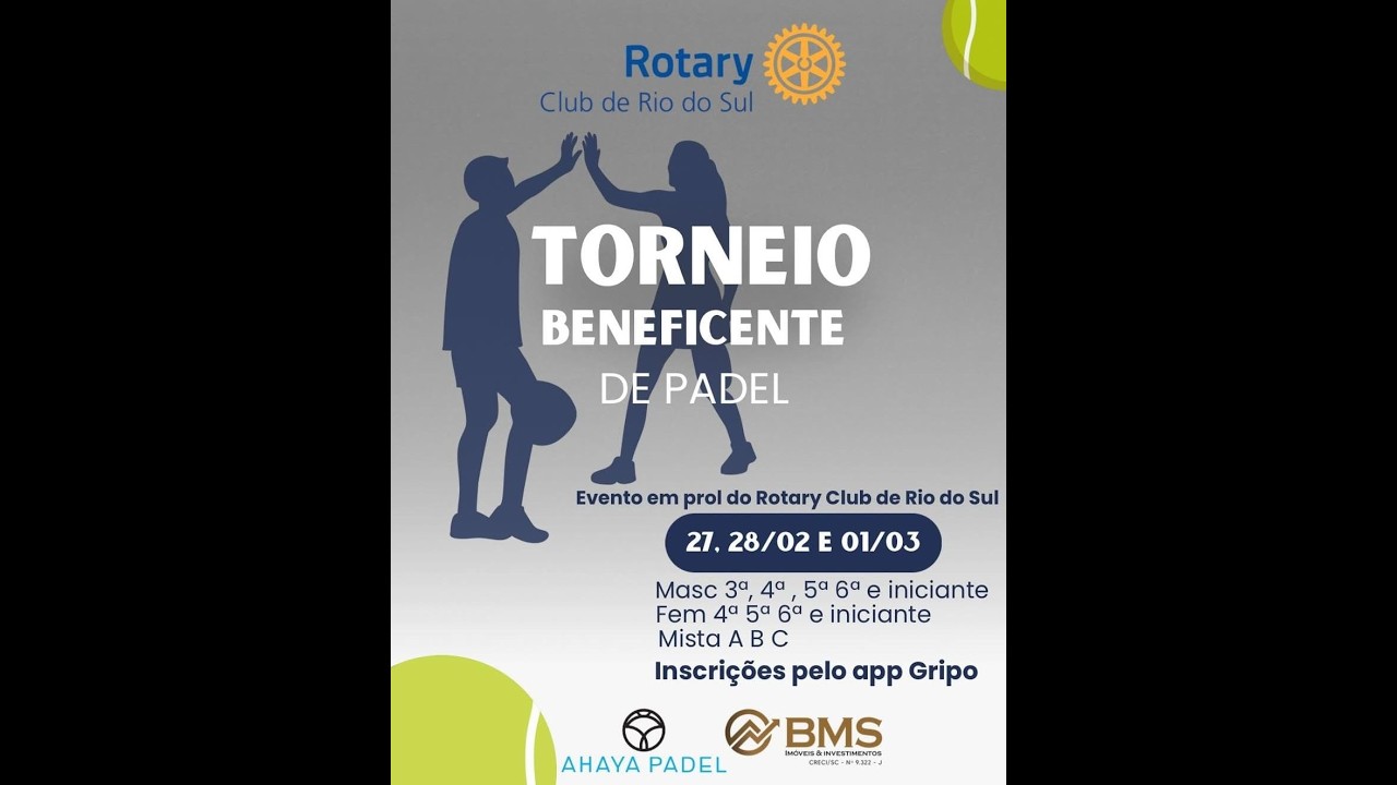 Quadra Vulcaron - Torneio Beneficiente de Padel Rotary Club de Rio do Sul (28/02/26)