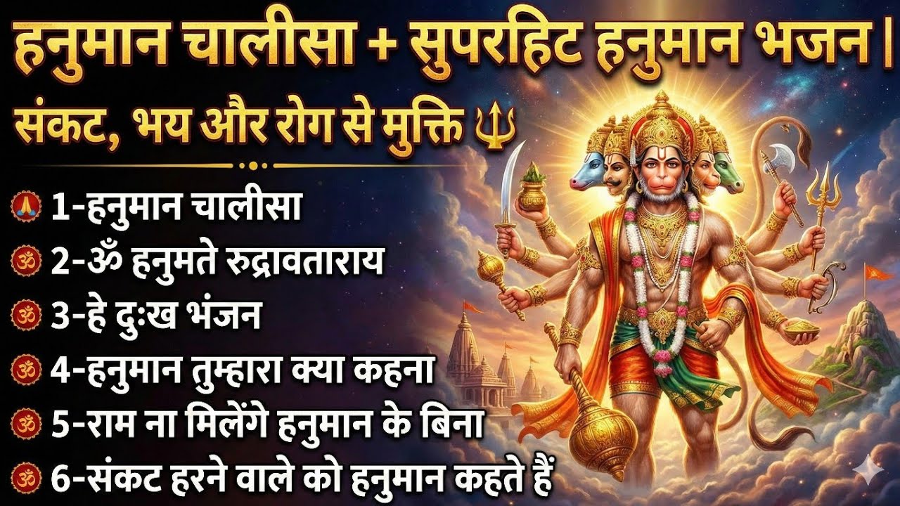 हनुमान चालीसा + सुपरहिट हनुमान भजन | Hanuman ji bhajan Balaji | संकट, भय और रोग से मुक्ति 🔱