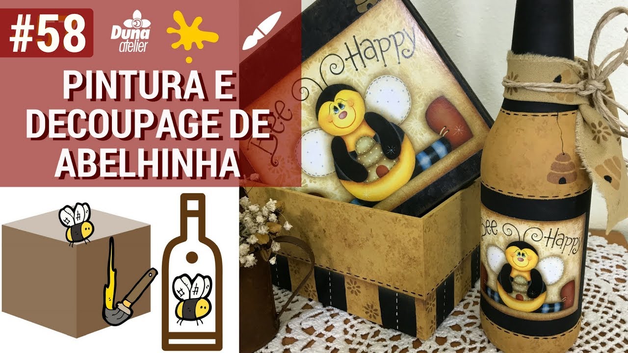 CAIXA MDF ABELHINHA: DECOUPAGE E PINTURA COUNTRY | Pintando Com o ❤ #58 | TÂNIA MARQUATO