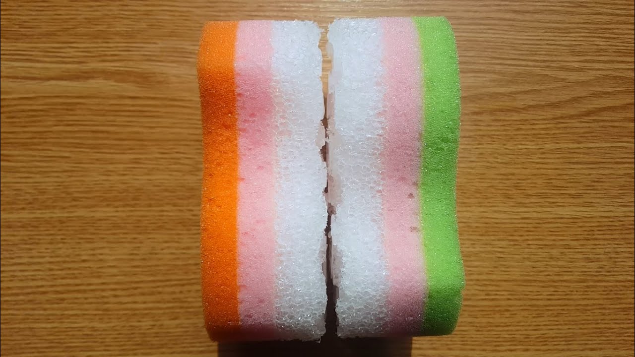 Frozen sponges squeezing & ripping ASMR #sponge