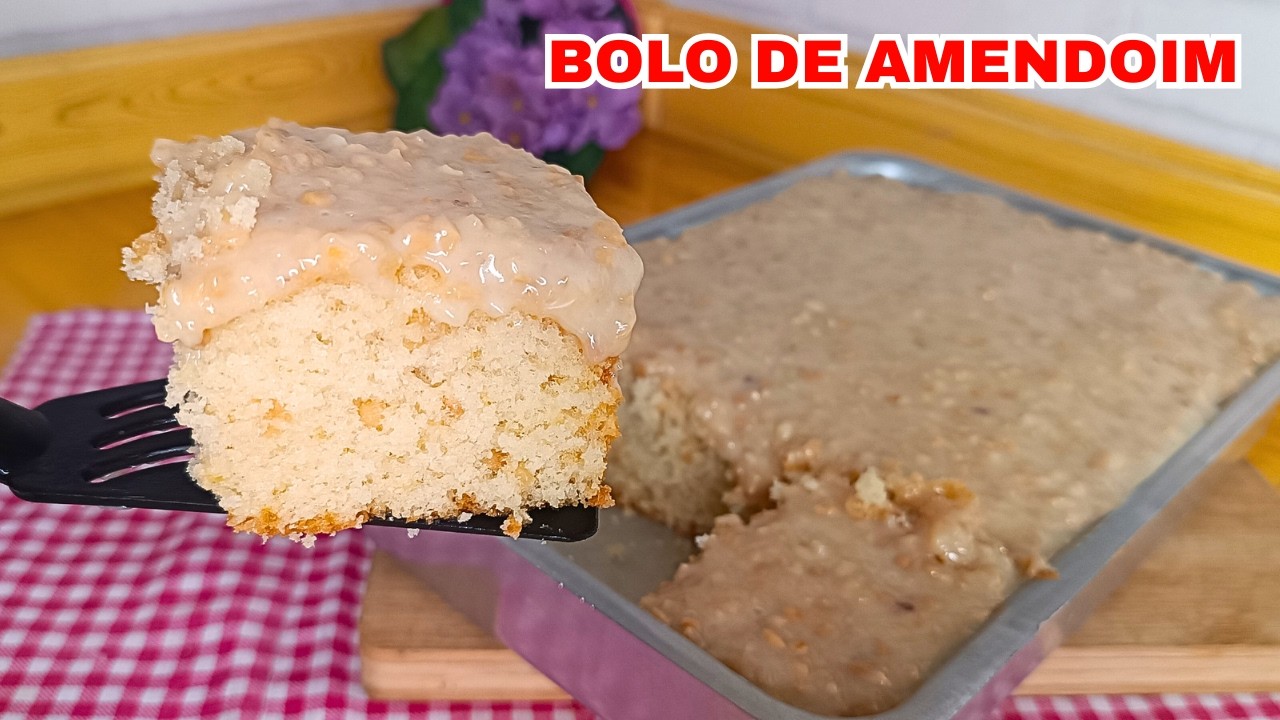 BOLO DE AMENDOIM FEITO NO LIQUIDIFICADOR - FOFO E DELICIOSO!