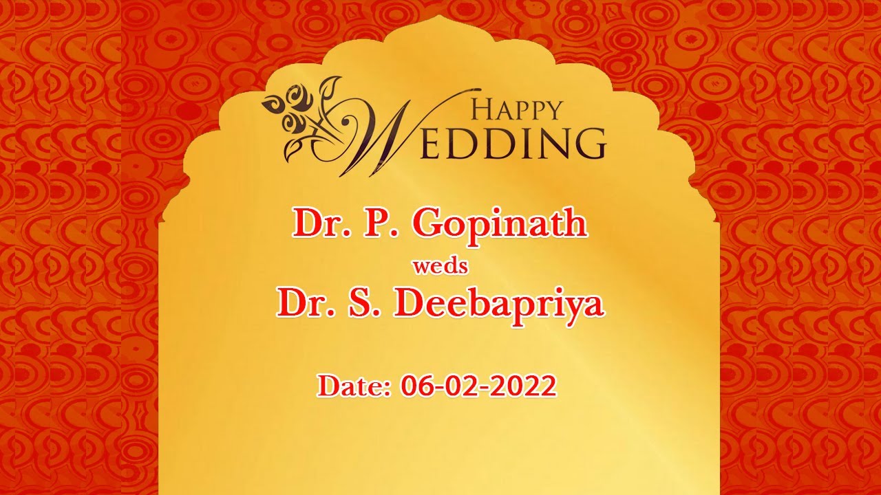 Dr. P. Gopinath weds Dr. S. Deebapriya Wedding LIVE