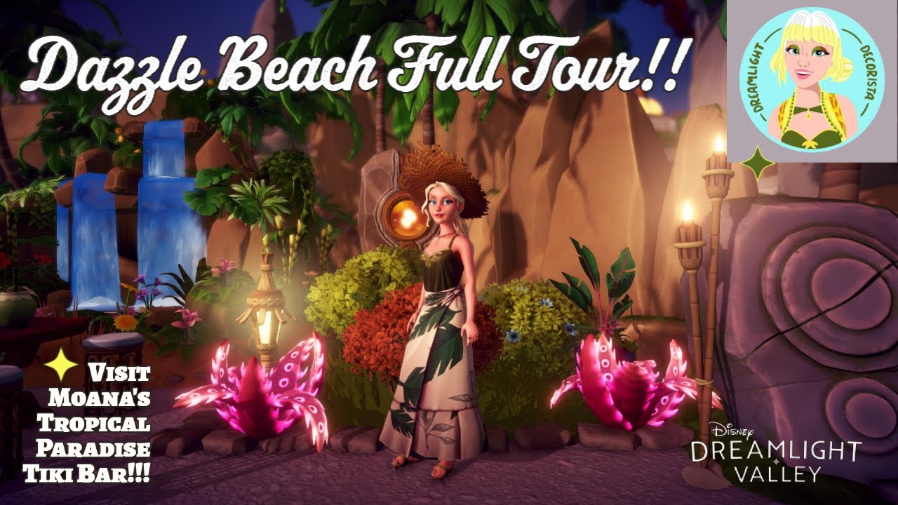 Dazzle Beach Full Tour including Moana'a Tiki Bar!! Disney Dreamlight Valley.