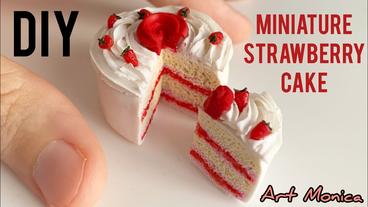 Strawberry Vanilla Cake Polymer Clay : Miniature DIY