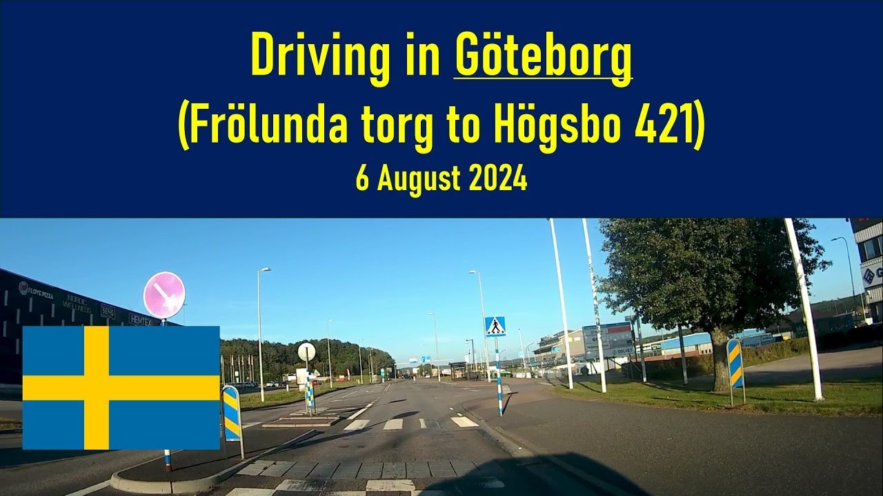 Driving in Göteborg (from Frölunda torg to Högsbo 421), Sweden (6 August 2024)
