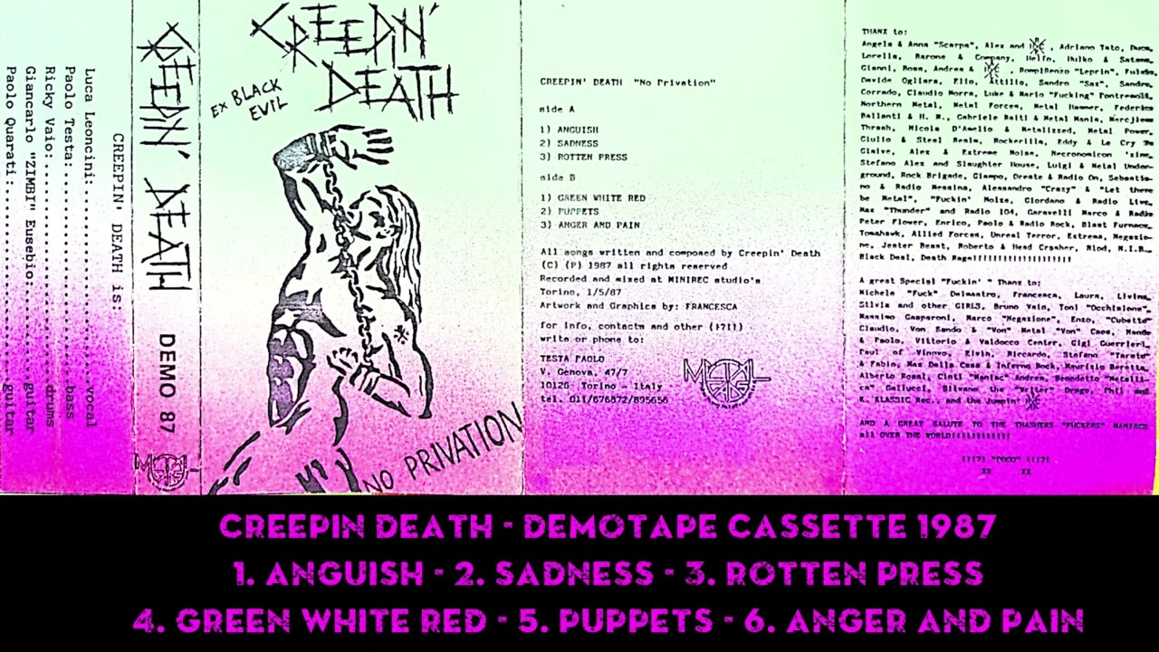 CREEPIN' DEATH - NO PRIVATION - DEMO TAPE CASSETTE 1987