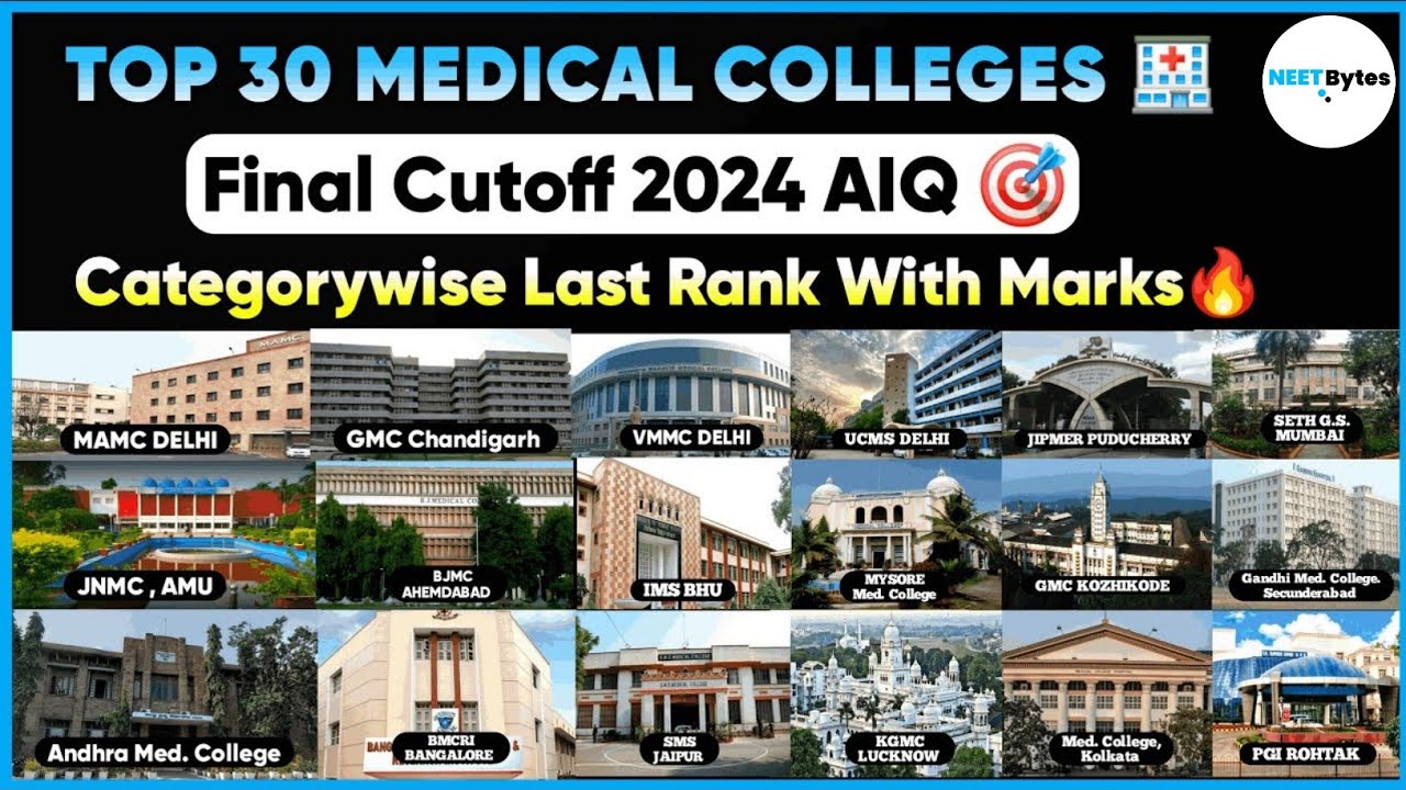 Top 30 Medical Colleges Cutoff 2024 🎯 |NEET 2024 AIQ 🔥