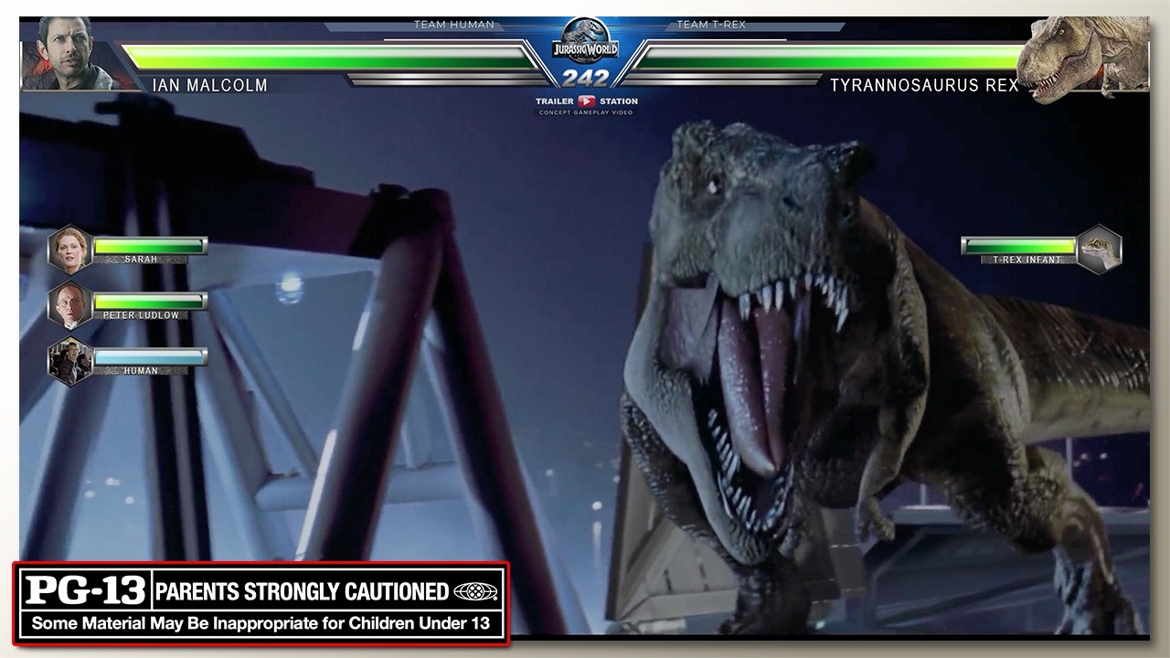 T-Rex Rampage Through City with Healthbars