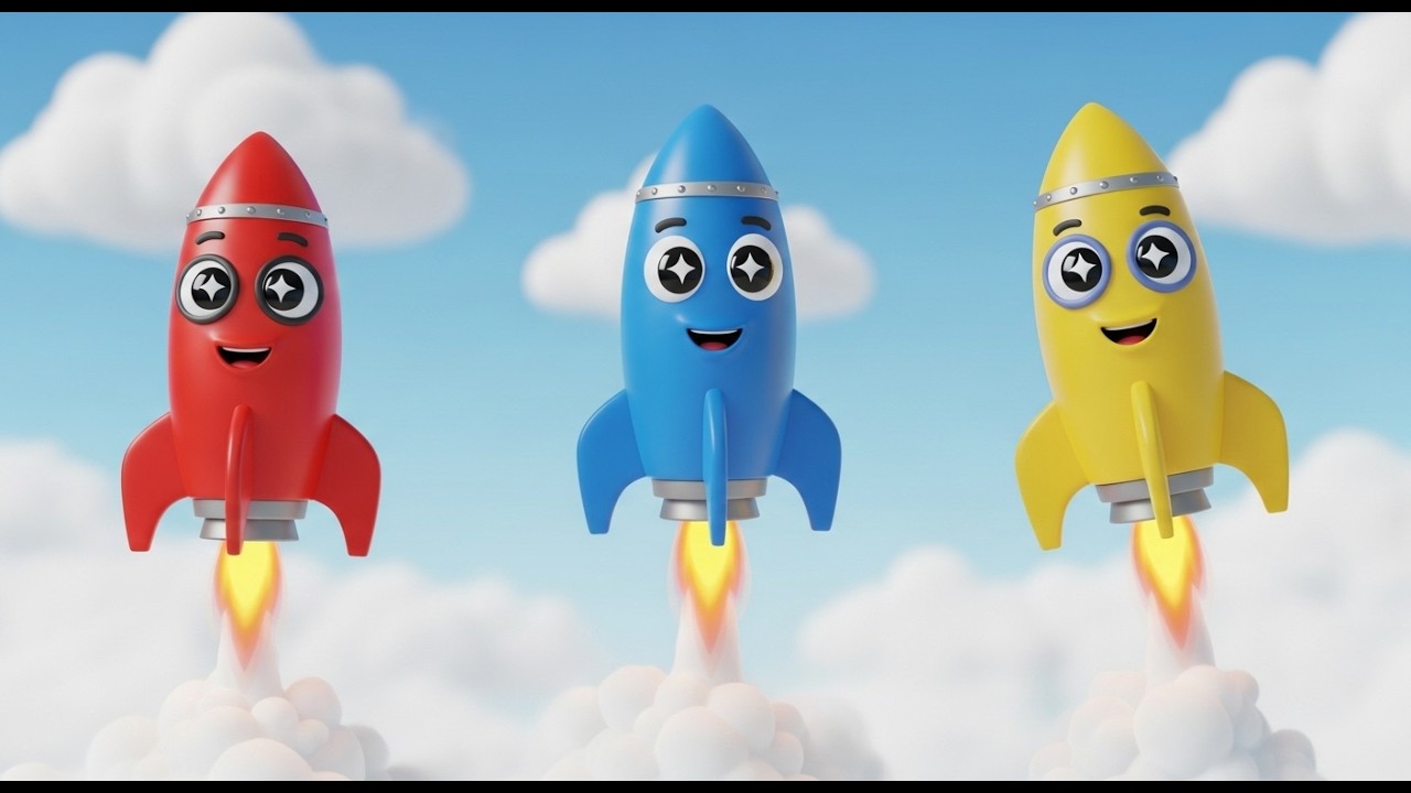 Three Little Toy Rockets Soar Soar Soar | Space Counting & Rocket Song for Kids