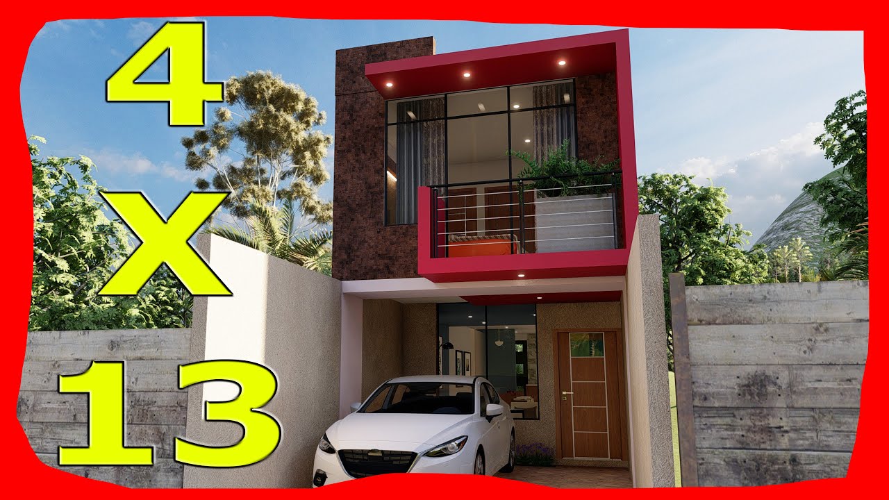 Casa de 4x13 DOS Plantas 2 RECAMARAS Fachadas de Casas Modernas