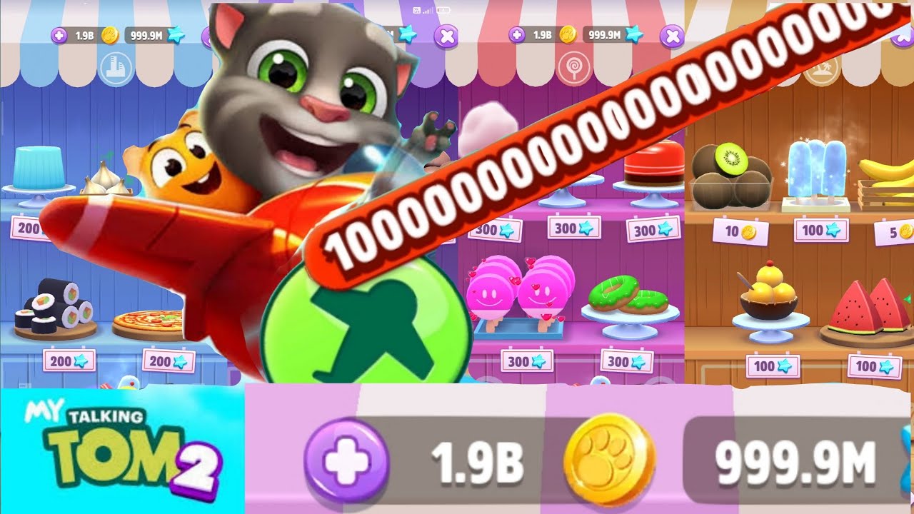 Unlimited Airplane and Food - My Talking Tom 2 - GAMEPLAY 4U
