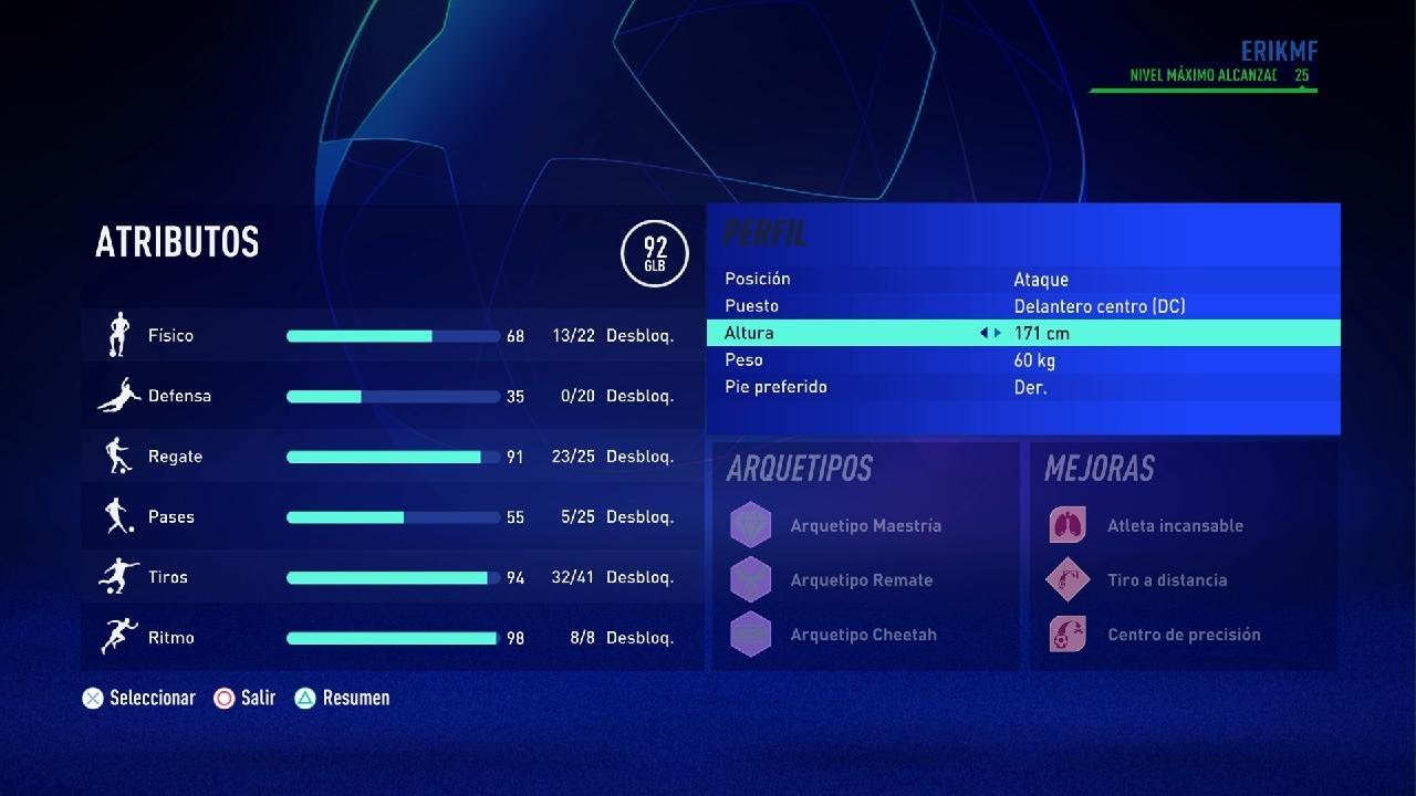 FIFA 22 subir de atributo a nivel 93 DC en modo carrera jugador