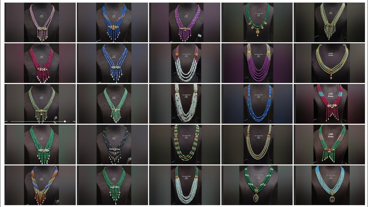 Below 2 grams gold lightweight beads necklace collection with WEIGHT || Latest beads collection ||