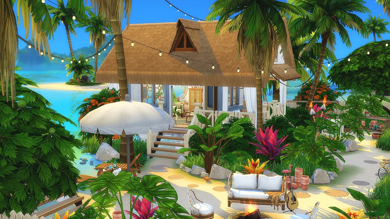 TINY BEACH HOUSE 🌴 Sulani || The Sims 4: Stop Motion (No CC)